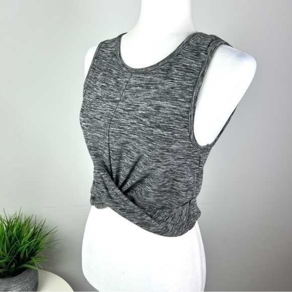 Yogalicious grey sleeveless tie front crop top womens small - Picture 1 of 8